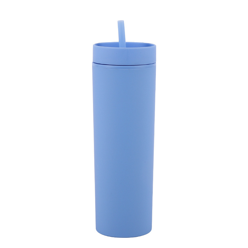 Eco-Friendly 16oz PP Plastic Water Bottle with Straws Custom BPA-Free Acrylic Tumbler with Lids for Back to School