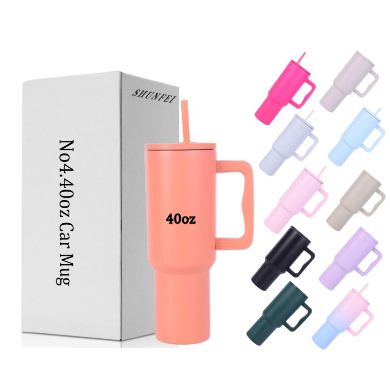 40oz Insulated Stainless Steel Tumbler with Handle and for Straw Lid Reusable Travel Mug for Back to School