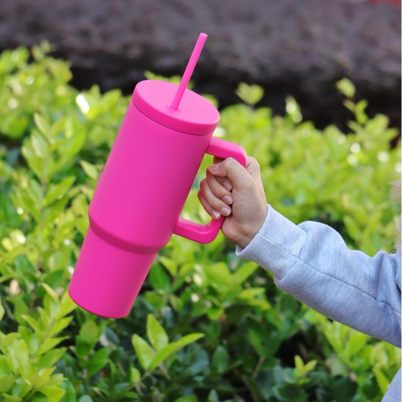 40oz Insulated Stainless Steel Tumbler with Handle and for Straw Lid Reusable Travel Mug for Back to School