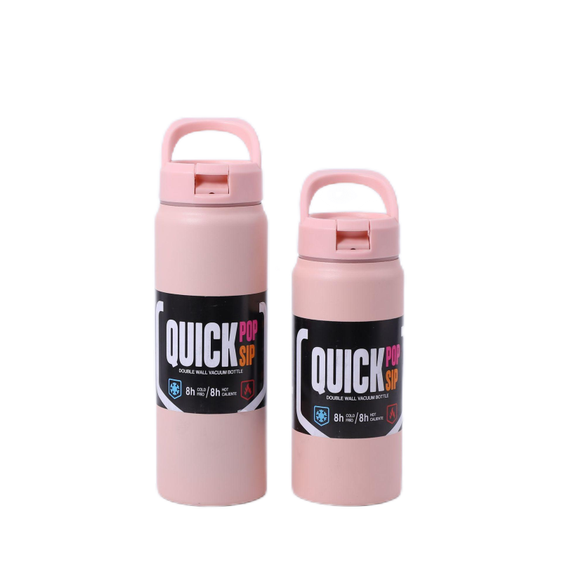 Customizable 18oz Double Wall Stainless Steel Water Bottle BPA-Free Insulated Flask with Powder Coated Handle Straw for Camping