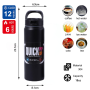 Customizable 18oz Double Wall Stainless Steel Water Bottle BPA-Free Insulated Flask with Powder Coated Handle Straw for Camping