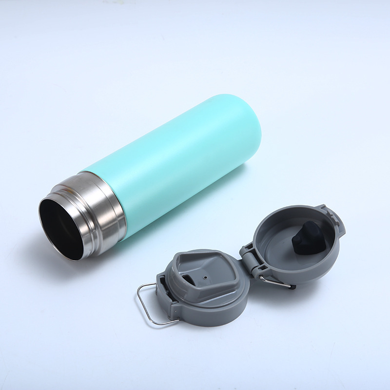 Customizable BPA Stainless Steel Water Bottle with Flip Top Lid Powder Coated Convenient Carry Handle for Outdoor Tours Camping