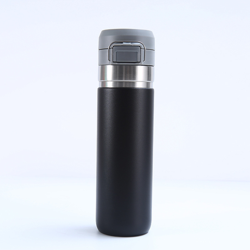 Customizable BPA Stainless Steel Water Bottle with Flip Top Lid Powder Coated Convenient Carry Handle for Outdoor Tours Camping