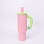 Girl Fashion Leak-Proof Water Bottle Double Wall Insulated Stainless Steel Coffee Mug Business Gift with Straw Handle