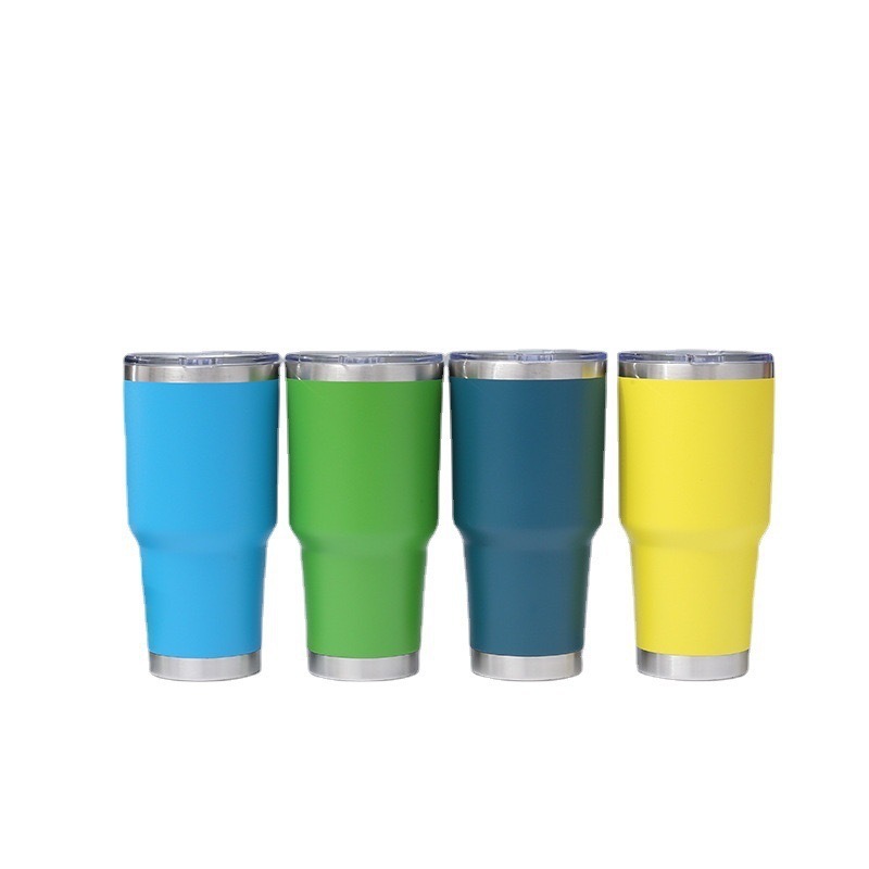 Customised Large 30 oz Powder Coated Double Walled Stainless Steel Travel Coffee Mug Vacuum Insulated Ceramic Cup