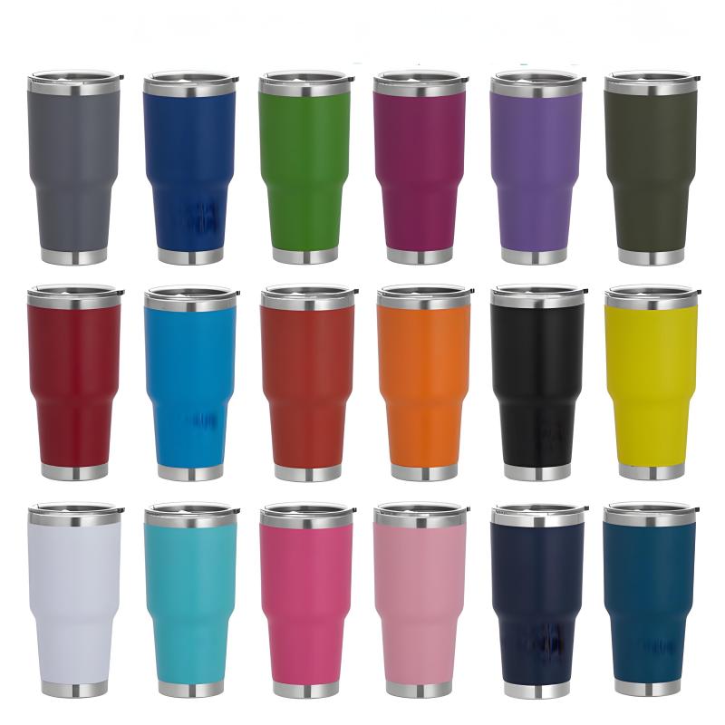 Customised Large 30 oz Powder Coated Double Walled Stainless Steel Travel Coffee Mug Vacuum Insulated Ceramic Cup