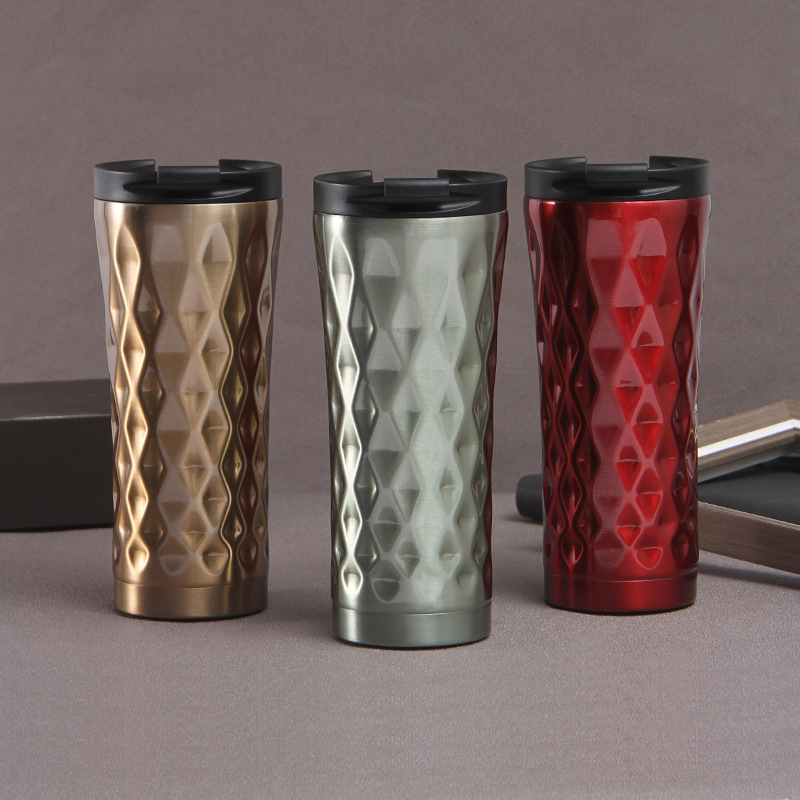 500ml/16oz Insulated Double-Walled Stainless Steel Travel Mug Leakproof Vacuum Coffee Tumbler with Lid for Car Use and Camping