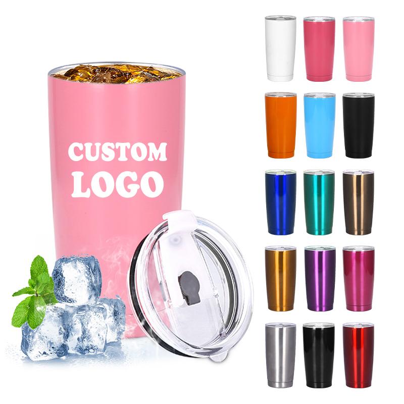 Custom 20oz Colorful Camping Stainless Steel Vacuum Wine Drink Tea Coffee Cups Insulated Travel Coffee Mug Sublimation with Lid