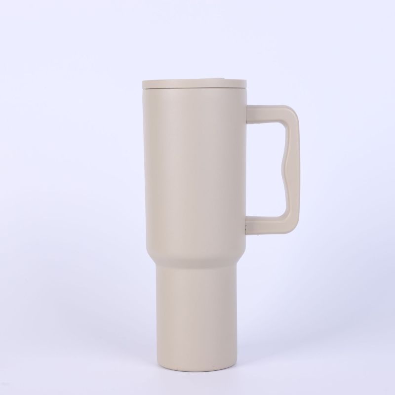 40oz Handle Stainless Steel Cup 304 Vacuum Insulated Car Cold Beer Cup with Lid and Straw for Camping