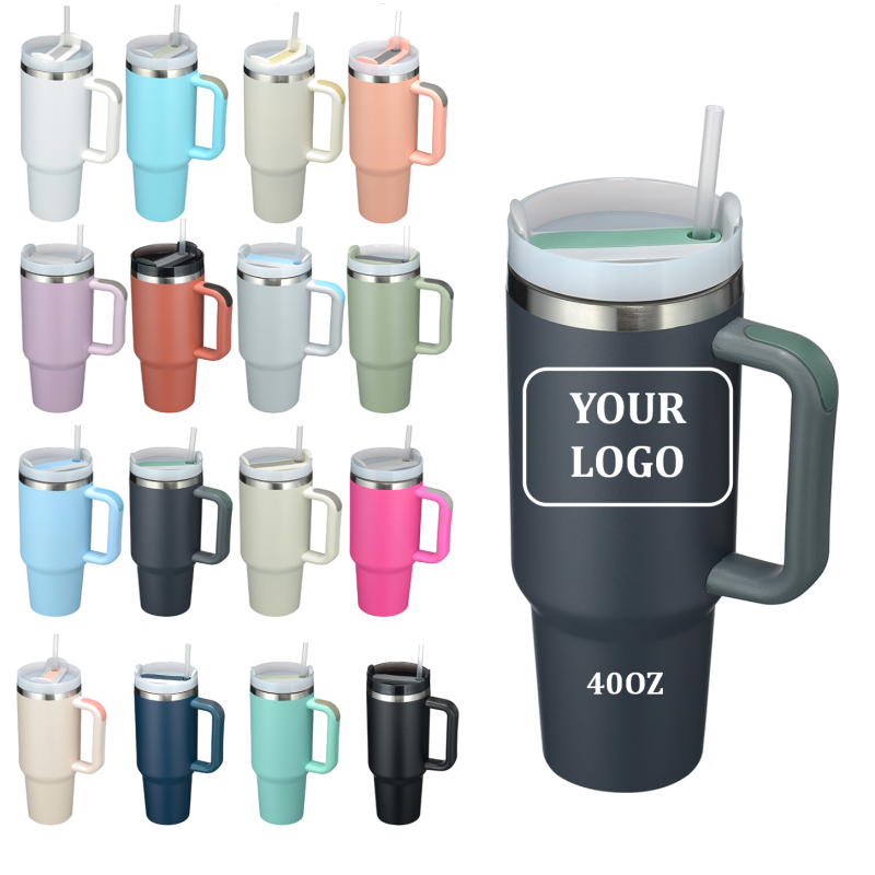 Modern 40oz Stainless Steel Coffee Tumbler with Leakproof Insulated Lid and Straw Wholesale Travel Mug for Back to School