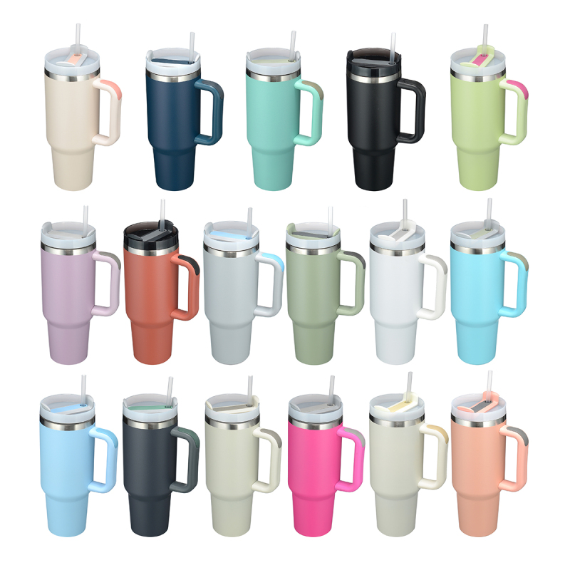 Modern 40oz Stainless Steel Coffee Tumbler with Leakproof Insulated Lid and Straw Wholesale Travel Mug for Back to School