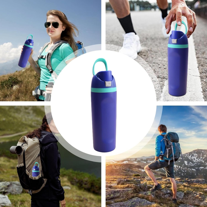 16/19/24/32oz Stainless Steel Office Cup Free Siip Water Bottle Straw Sports Travel Bpa-free Vacuum Temperature Display 12-24