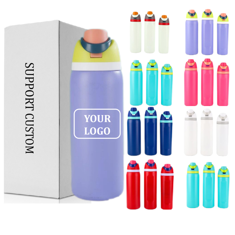 Custom Logo 16oz 19oz 24oz 32oz Double Wall Vacuum Flask BPA-Free Travel Sport Insulated Stainless Steel Water Bottle Straw for