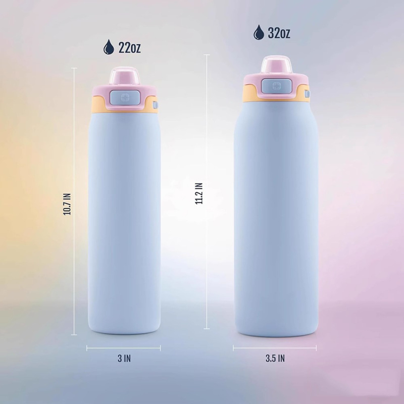 Custom Logo 950ml Double Wall Stainless Steel Sports Water Bottle Outdoor Travel Tumbler Powder Coated 2 in 1 Lids