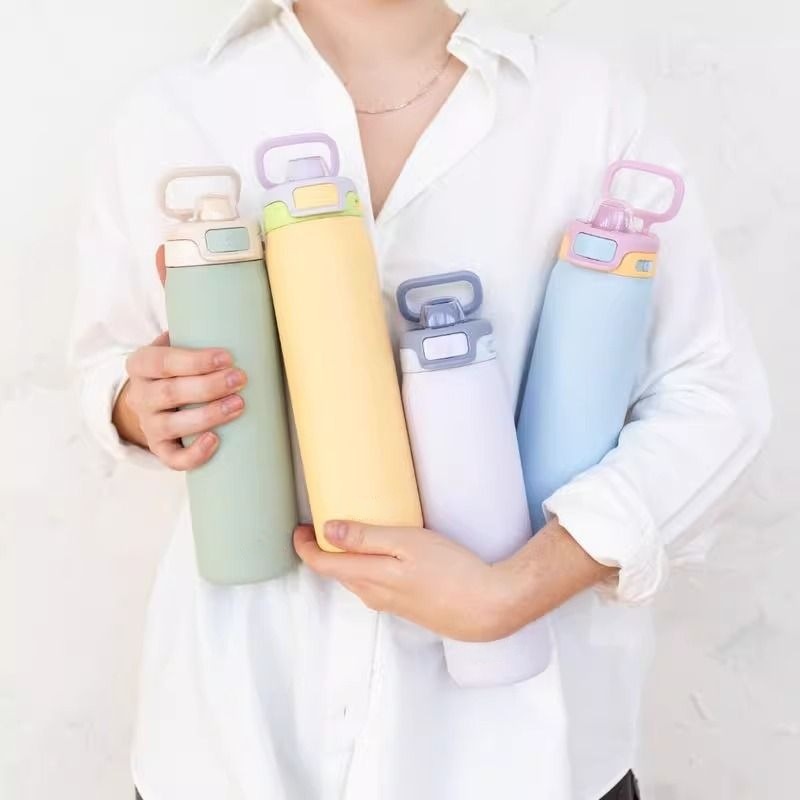 Custom Logo 950ml Double Wall Stainless Steel Sports Water Bottle Outdoor Travel Tumbler Powder Coated 2 in 1 Lids