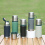 Insulated Travel Mugs Set Double Wall Stainless Steel Vacuum Flask Thermos Two Cups for Camping Business Use Gift Box Included