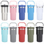 Durable Stainless Steel Water Bottle with Wide Mouth Handle Lid Outdoor Sports Cycling Tumbler Shockproof for Hiking Camping