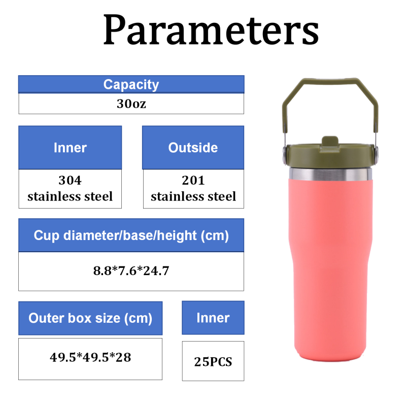 30 oz Double Wall Stainless Steel Travel Mug Leak-Proof Portable Vacuum Insulated Thermos with Handle