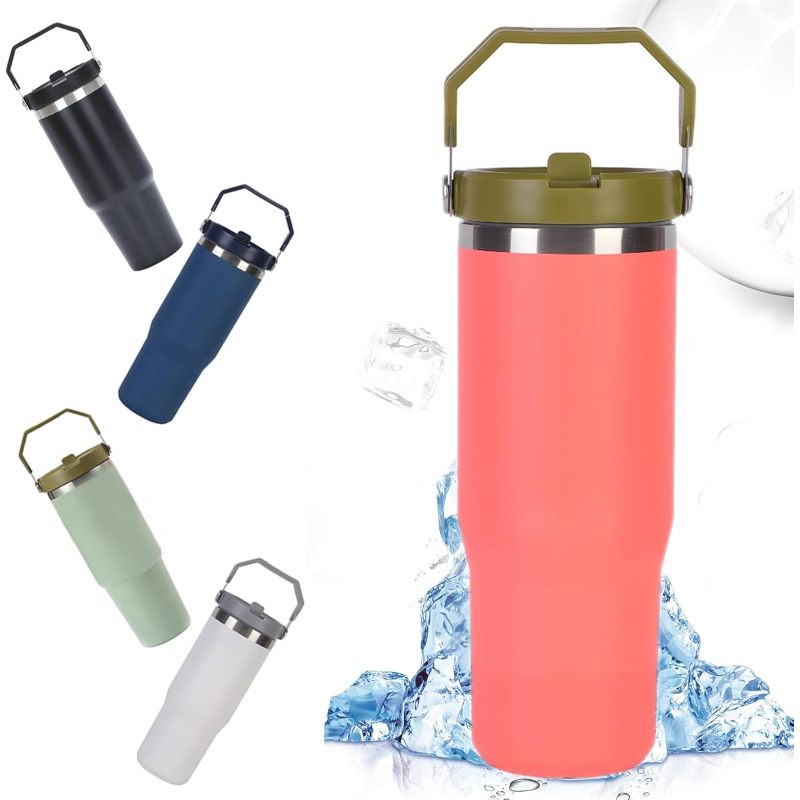 30 oz Double Wall Stainless Steel Travel Mug Leak-Proof Portable Vacuum Insulated Thermos with Handle