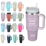 40oz Double Wall Stainless Steel Vacuum Tumbler with Insulated Cup Handle Reusable Metal Flask with for Straw Lid