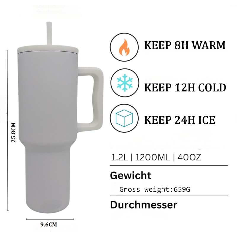 40oz Tumbler with Handle and Straw Lid  Insulated Cup Reusable Stainless Steel Water Bottle Travel Mug
