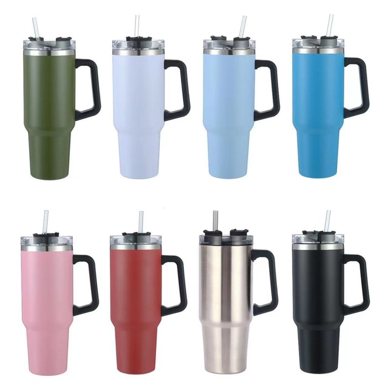 High Quality 40oz Double Wall Stainless Steel Tumbler Vacuum Insulated Water Bottle with Handle for Camping and School Supplies