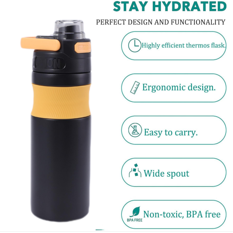 580ml Stainless Steel Thermos Water Bottle BPA Free Leakproof Sports Design American Style for Back to School