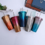 550ml Double Wall Stainless Steel Tumbler Irregular Surface Insulated Coffee Cup With Straw Durable and Stylish