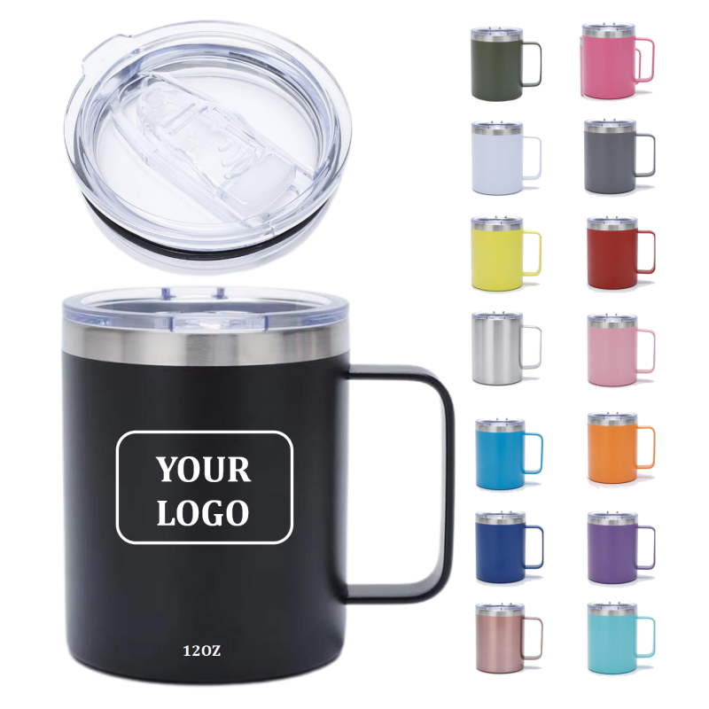 Custom Insulated 12/14/16/24oz Stainless Steel Double Wall Vacuum Travel Mug Lid Handle Camping Tumbler Thermos Cup