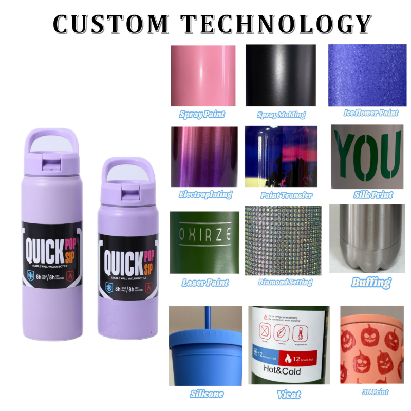 Customizable 18oz Double Wall Stainless Steel Water Bottle BPA-Free Powder Coated Thermos Handle Modern Design for Hot Drinks