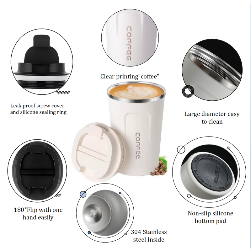 New Double Wall Stainless Steel 380ml Tumbler Smart Temperature Display Coffee Mug Cups for Tea and Beer Metal Material