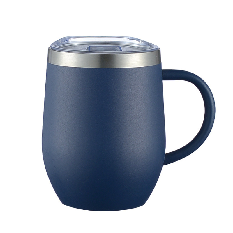 Custom 12oz Double Wall Stainless Steel Mug with Handle Vacuum Coffee Cup Wine Tumbler for Camping