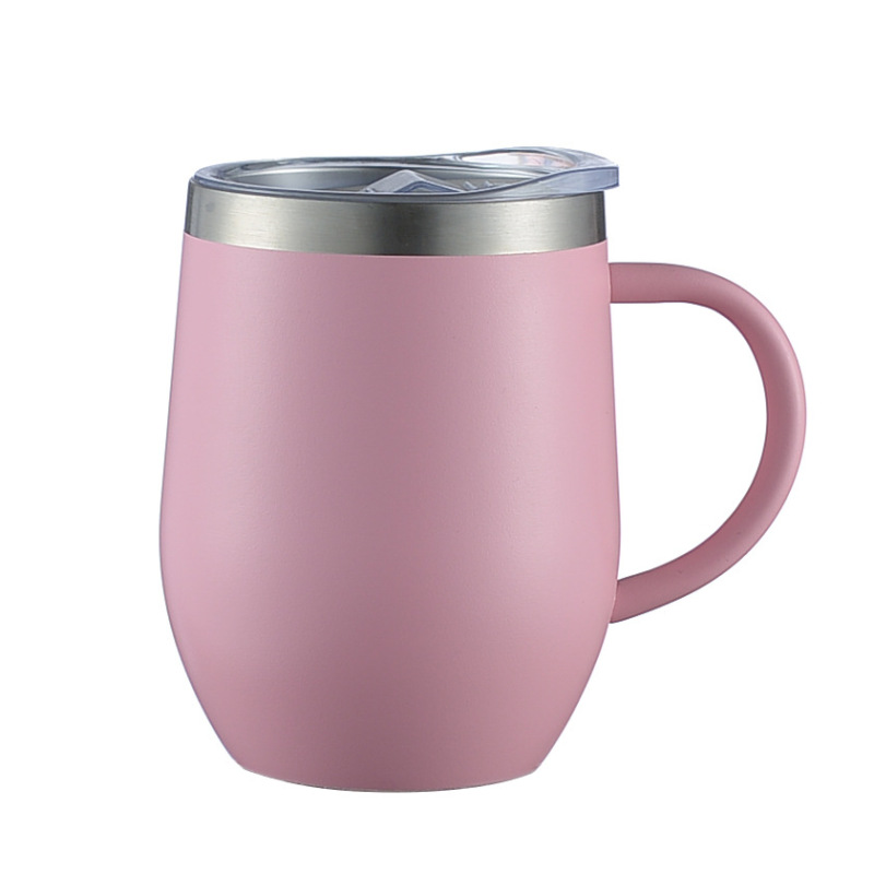 Custom 12oz Double Wall Stainless Steel Mug with Handle Vacuum Coffee Cup Wine Tumbler for Camping