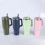 2024 New 40 oz Stainless Steel Tumbler Vacuum Insulated Reusable with Handle for Straw Lid for Drinks Cold Coffee Travel Gym Car