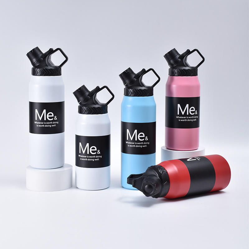 Large Capacity 950ml Stainless Steel Vacuum Cup Portable Handle Gym Camping Water Bottle Direct Drinking Applicable