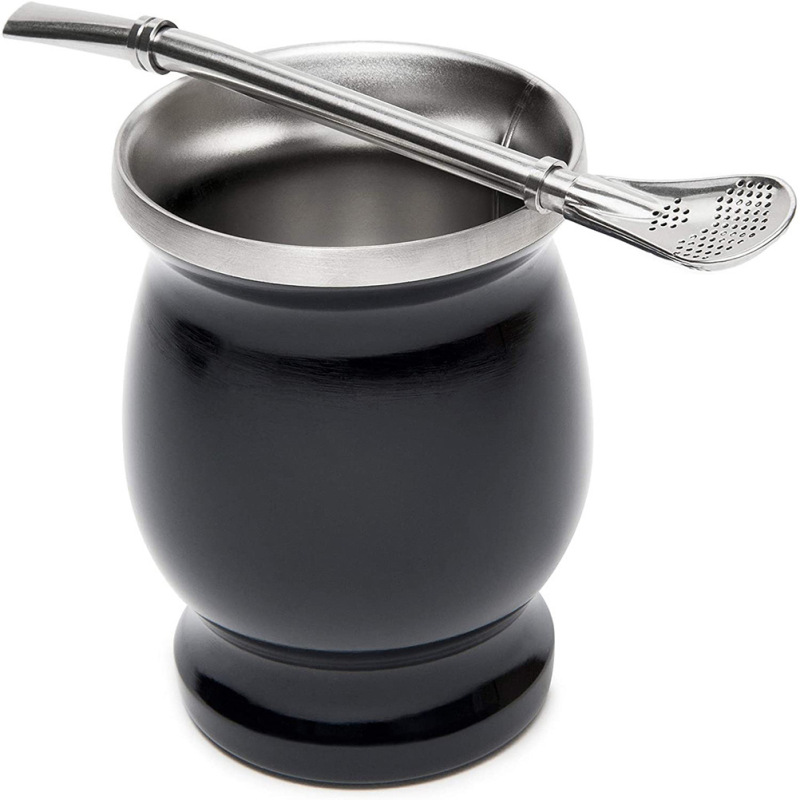 Brazilian Yerba Mate Tea Cup Double Wall Insulated Stainless Steel with Bombilla Straw Set for Business Gifts