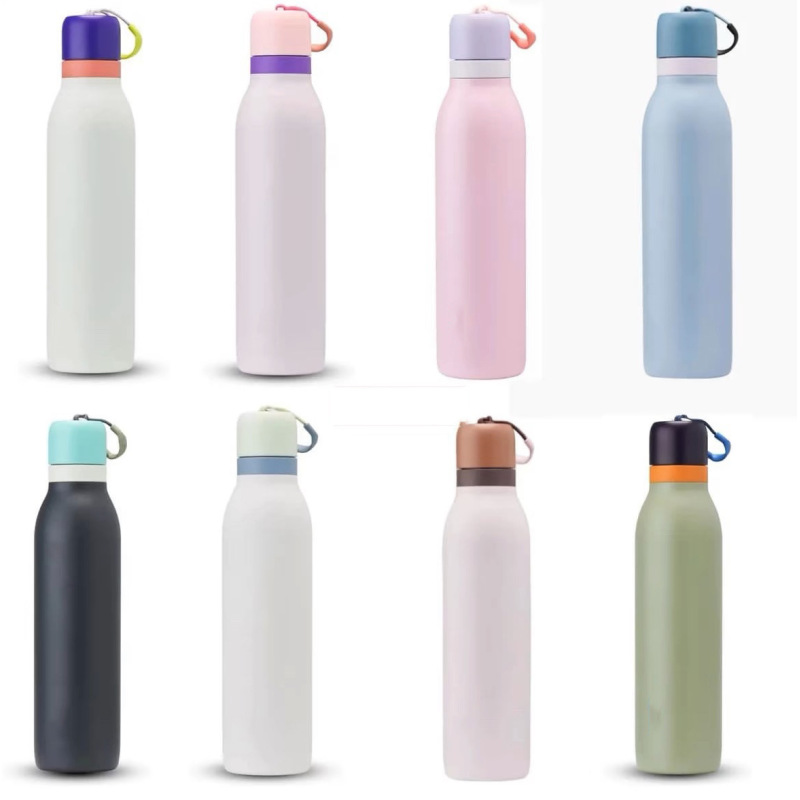 Customizable 550ml/700ml Stainless Steel Insulated Water Bottle BPA-Free with Free Straw and Sip Rope for Sports and Camping