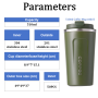 Powder Coated Double Wall Stainless Steel Thermal 510ml Travel Mug Car Cup Lid Straw for Coffee Water Beer Hot Thermal