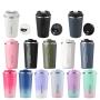 Powder Coated Double Wall Stainless Steel Thermal 510ml Travel Mug Car Cup Lid Straw for Coffee Water Beer Hot Thermal