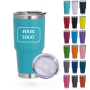 Custom Logo 30oz Powder Coated Double Wall Traveling Flask Mug Black Green Leak-Proof Vacuum Insulated Tumbler