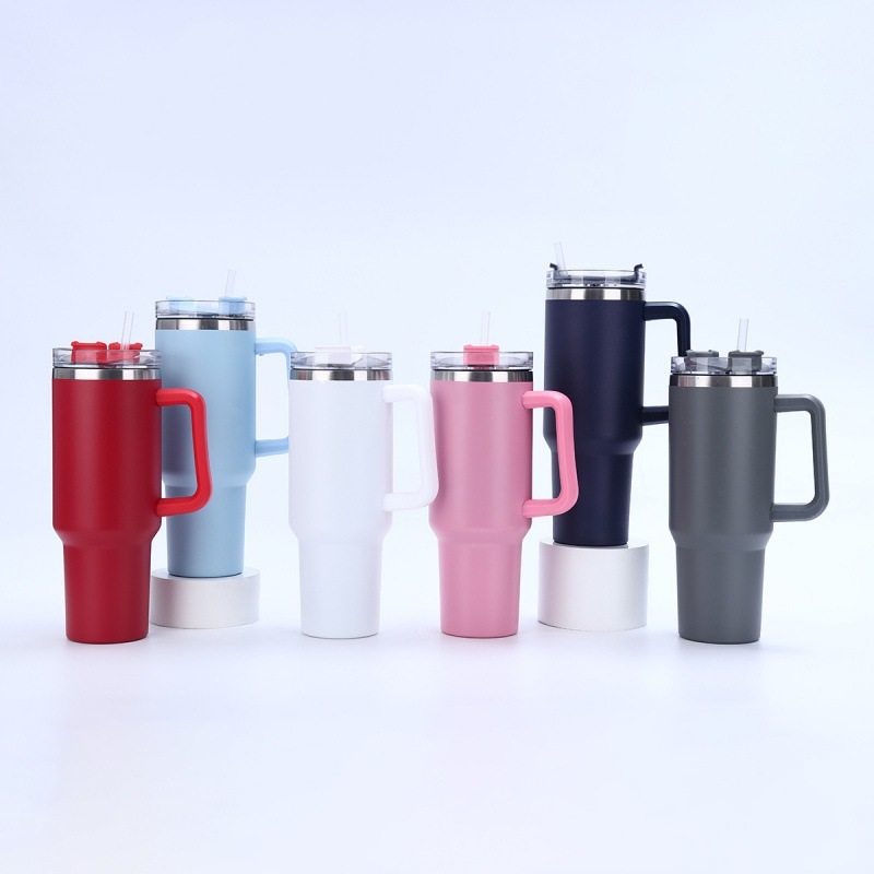 High Quality 40oz Double Wall Stainless Steel Tumbler with Handle Modern Design Camping School Water Bottle for Mugs