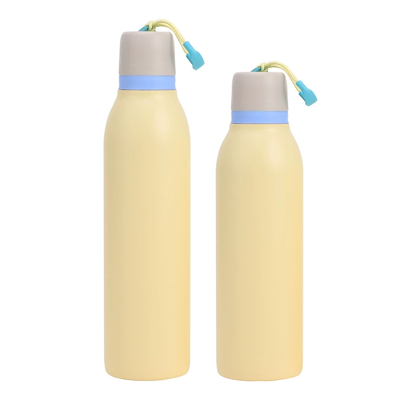 Customizable 550ml/700ml Stainless Steel Insulated Sports Water Bottle BPA-Free Free Straw Sip Rope Modern Design for Camping