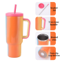 40oz Double Wall Stainless Steel Tumbler with Handle Travel Mug & Water Bottle Spray Molding Coffee Tumbler for Tea & Party Use