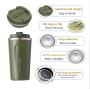 380ml Powder Coated Double Wall Stainless Steel Thermal Travel Mug Car Cup Lid Straw for Coffee Water Beer Hot Thermal