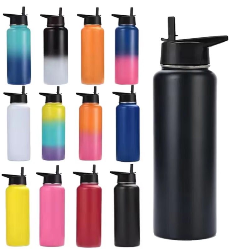 OEM 22 oz Stainless Steel Gym Water Bottle Thermal Vacuum with BPA-Free Straw Fitness Leak-Proof Boiling Water Capabilities