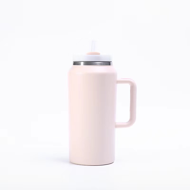 64oz Stainless Steel Vacuum Insulated Coffee Cup with Handle Large Capacity Portable Thermos Cup for Business Gifts