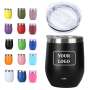 Wholesale 12oz Egg Shape Stainless Steel Metal Stemless Wine Tumblers with Lid Custom Logo for Mugs Collection