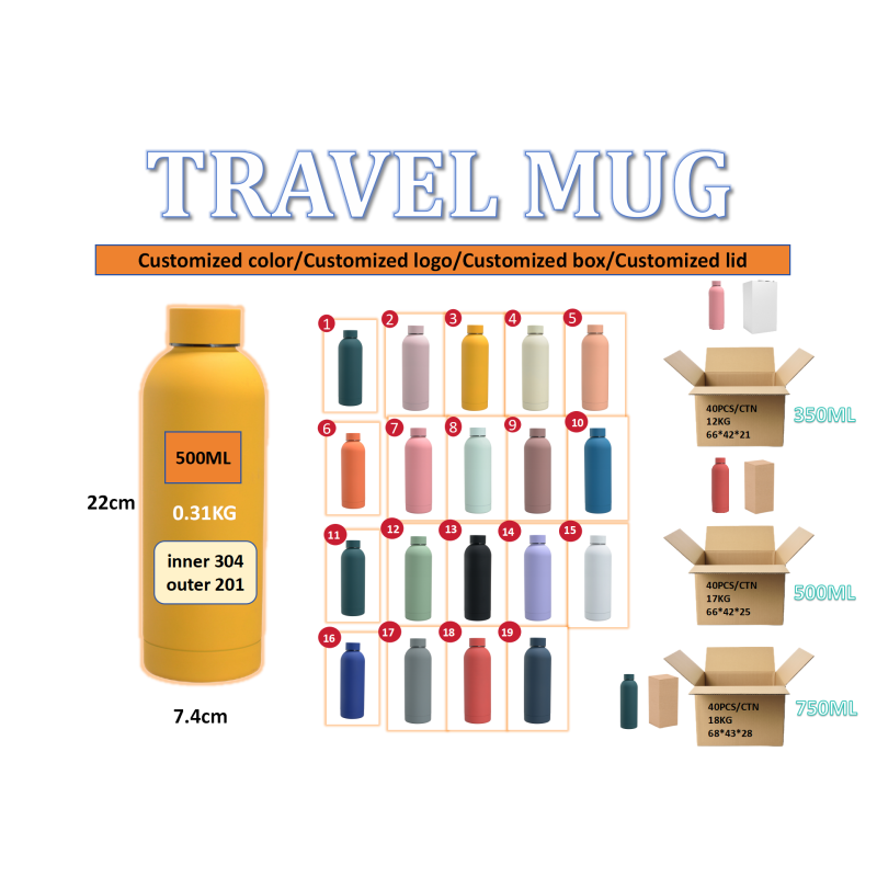 Custom Logo Double Wall Vacuum Insulated Stainless Steel Tumbler Hot Cold Sports Drink Water Bottle with Matte Finish Present