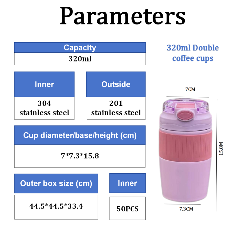 Wholesale New Product Travel Tumbler 320ml Stainless Steel Vacuum Insulated Water Bottle with Silicone Sleeve