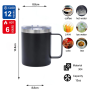 Private Label Double Wall Stainless Steel Travel Tumbler Insulated Coffee Mug Handle Lid Customizable Thermos Cup for On-the-Go